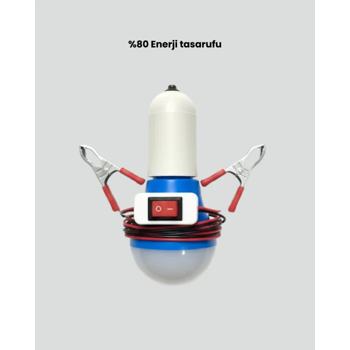 12V LED Ampul Timsah Kıskaçlı Taşınabilir Aydınlatma