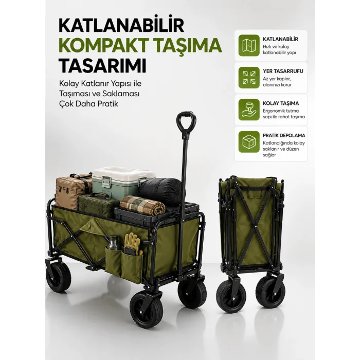 130 KG Taşıma Kapasiteli Katlanabilir Wagon Taşıma Arabası