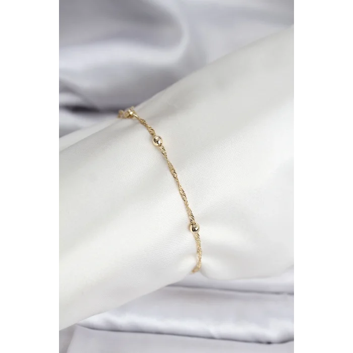14K Gold Renk Kaplama Topçuklu Model CM Kadın Bileklik