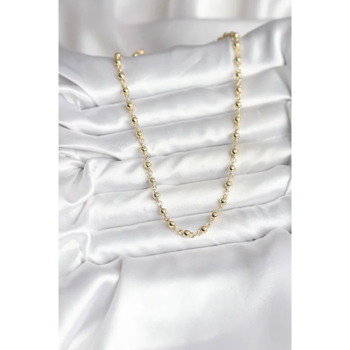 14K Gold Renk Kaplama Topçuklu Zincir Model CM Kadın Kolye