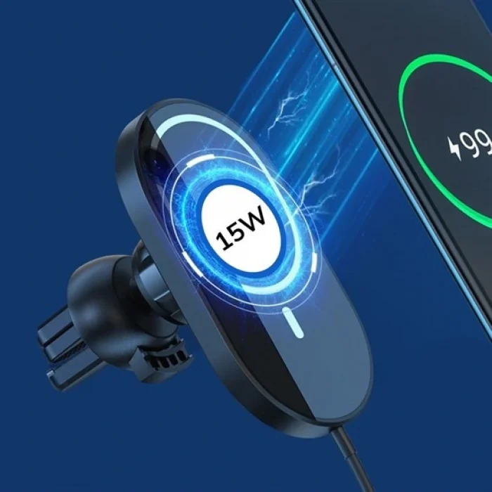 15w Mıknatıslı Takılabilen Hızlı Şarj Tüm Cihaz Ve Araçlara Uyumlu Araç İçi Şarj Cihazı (5047)