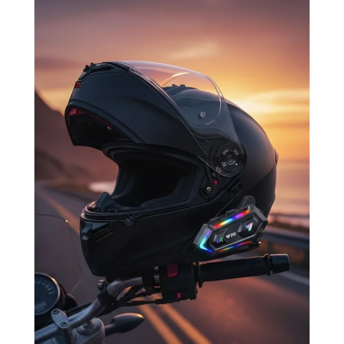 16 Mod RGB Işıklı Motosiklet Intercom Çift Telefon Destekli