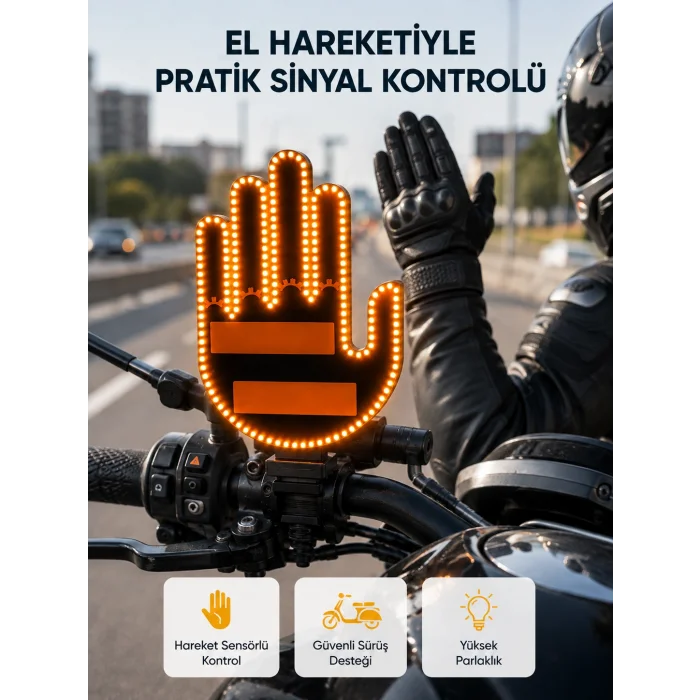 176 LED Amber Renkli El Hareketiyle Kontrol Edilen Motosiklet Dönüş Sinyali