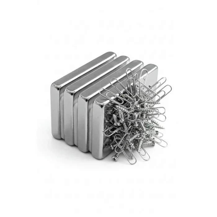 2 adet 40x20x5mm Neodyum Magnet Güçlü N35 Mıknatıs Köşeli Nikel Kaplama