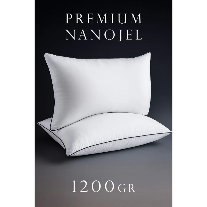 2 Adet 50x70cm Nano Jel Lüks Yastık | 1200gr Anti-alerjik Pamuklu Yastık Seti 2li