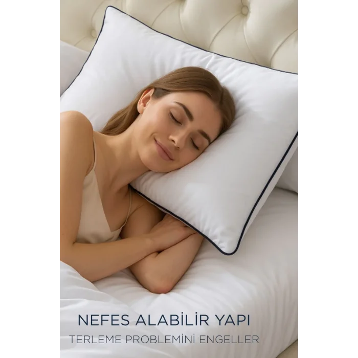 2 Adet 50x70cm Nano Jel Lüks Yastık | 1200gr Anti-alerjik Pamuklu Yastık Seti 2li
