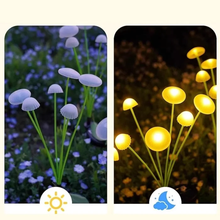 2 Adet Plastik Mantar Solar Bahçe Lambası – Güneş Enerjili LED Dış Mekan Aydınlatma, Otomatik Sensörlü Dekoratif Bahçe Işığı (5047)