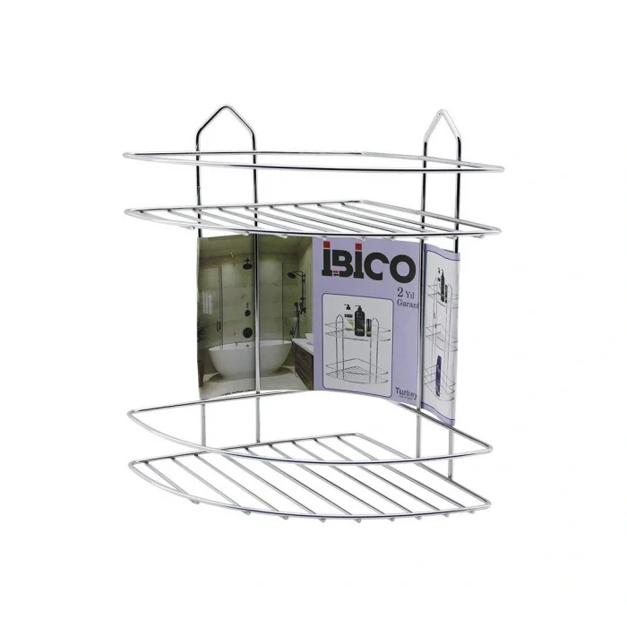 2 KATLI - ÜÇGEN   KROM   METAL  BANYO KÖŞELİK - DUŞKABİN RAF (5047)