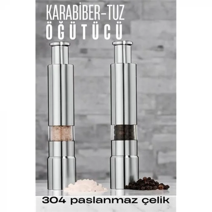 2li Karabiber Tuz Öğütücü Profesyonel 304 Paslanmaz Çelik Manuel Baharat Değirmeni 720252