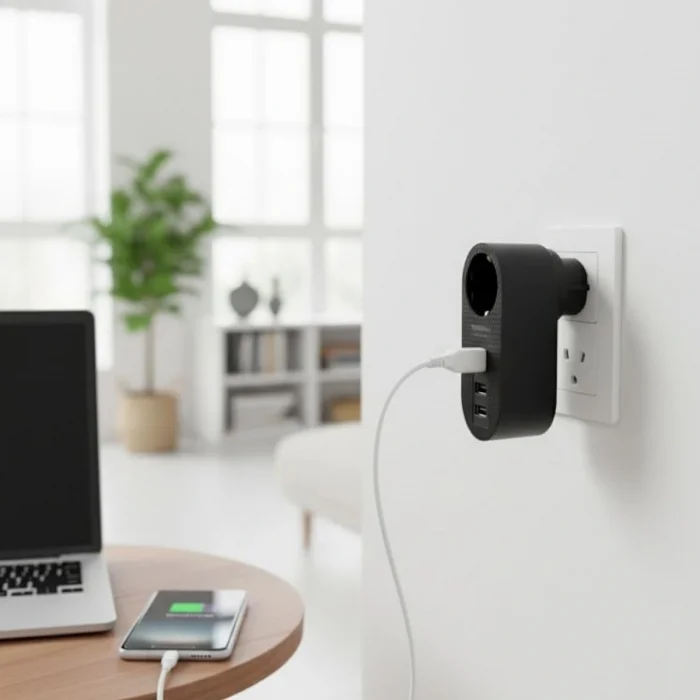 2 USB,1 TYPE-C Girişli 1'li Çocuk Korumalı,Isıya Karşı Dayanıklı 2500Watt Termal Akım Korumalı Priz (5047)