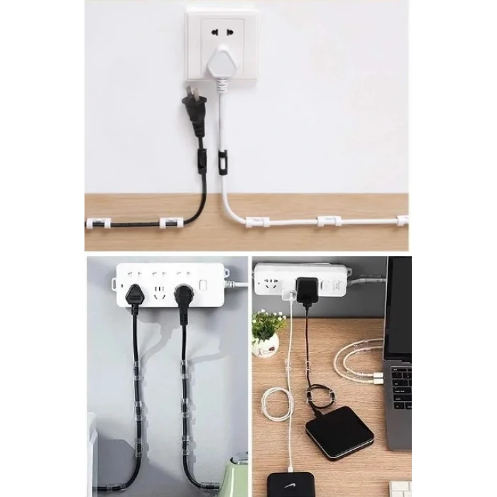 20'li Yapışkanlı Kablo Sabitleyici Şeffaf Klips (5047)