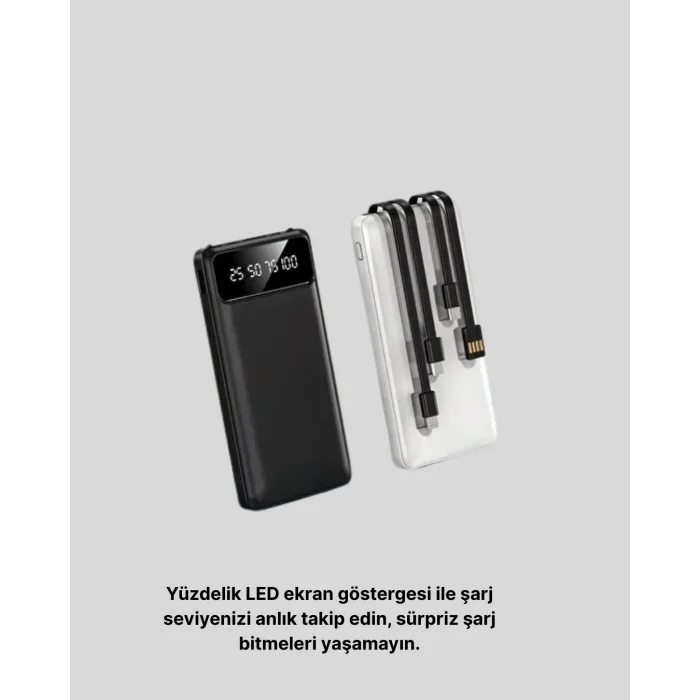 20.000 mAh 4 Çıkışlı LED Göstergeli Hızlı Şarj Powerbank