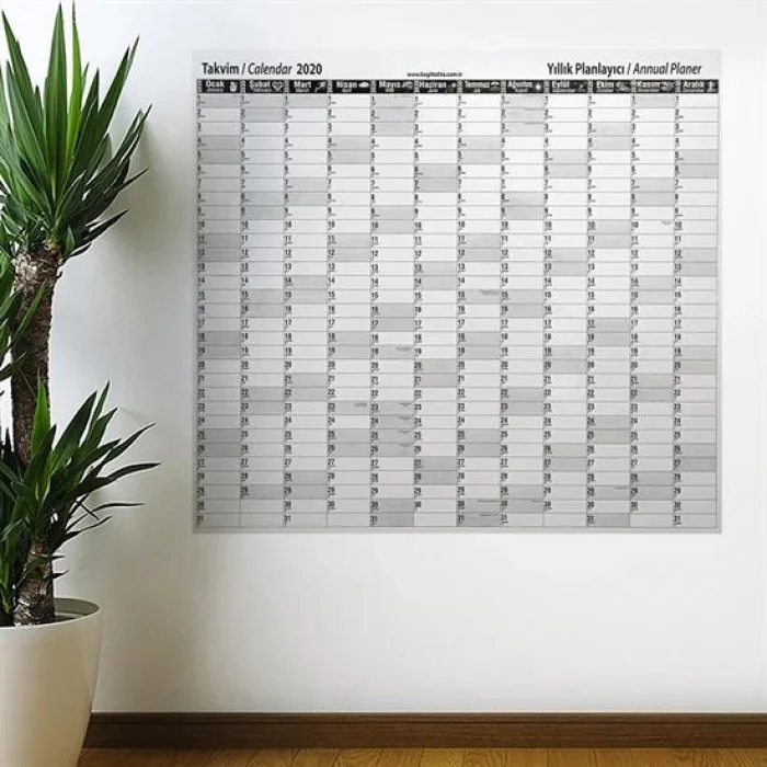 2020 Yıllık Planlayıcı Manyetik Duvar Stickerı Takvim 110x100 cm (5047)