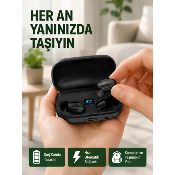 22 Kez Şarj İmkanı Sunan A10s TWS Bluetooth Stereo Kulaklık Yeni Nesil