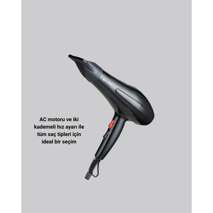 2200W Fön Makinesi – Profesyonel AC Motor, Soğuk ve Sıcak Üfleme