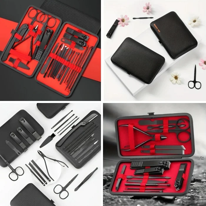 24 Parça Kendiliğinden Deri Çantalı Seyahat Tipi Manikür Pedikür Seti (5047)