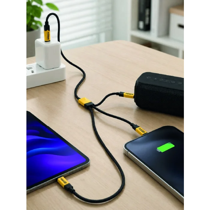 240W 3ü 1 Arada Hızlı Şarj Kablosu USB Type-C Lightning Micro USB