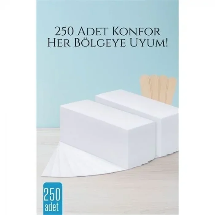 250’li Ağda Bezi Seti + Spatula | Her Bölgeye Uyumlu | Evde Pratik Tüy Alma İçin 715914