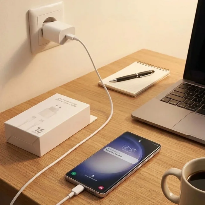 25W Hızlı Şarj Adaptörü USB-C to Type-C Kablolu – PD Destekli, Süper Hızlı Şarj Cihazı (5047)