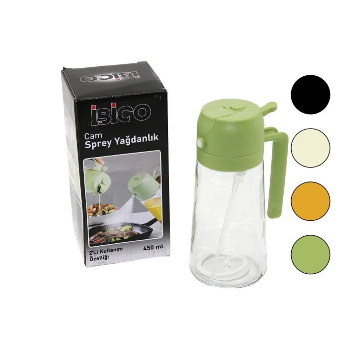 2İN1 SPREYLİ AKITMALI CAM YAĞDANLIK 450ML KİLİTLİ KAPAKLI SÜRAHİ MODELİ