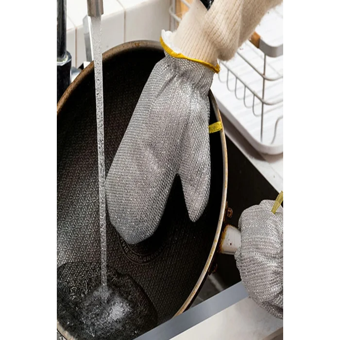 2li Telli Bulaşık Eldiveni Su Geçirmez Kir Sökücü Tava Tencere Ovma Mutfak Banyo Temizlik Eldiveni