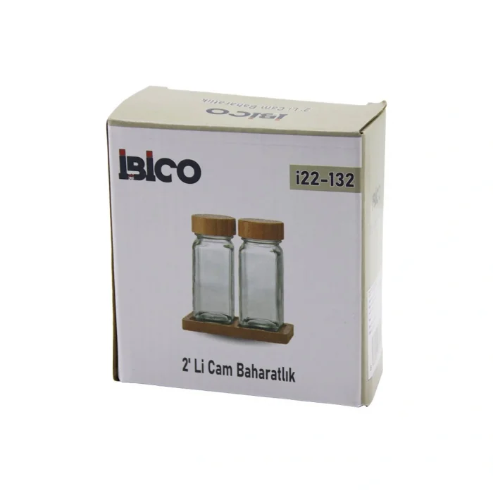 2PCS BAMBU KAPAKLI CAM TUZLUK - BİBERLİK - BAHARATLIK 120ML (5047)