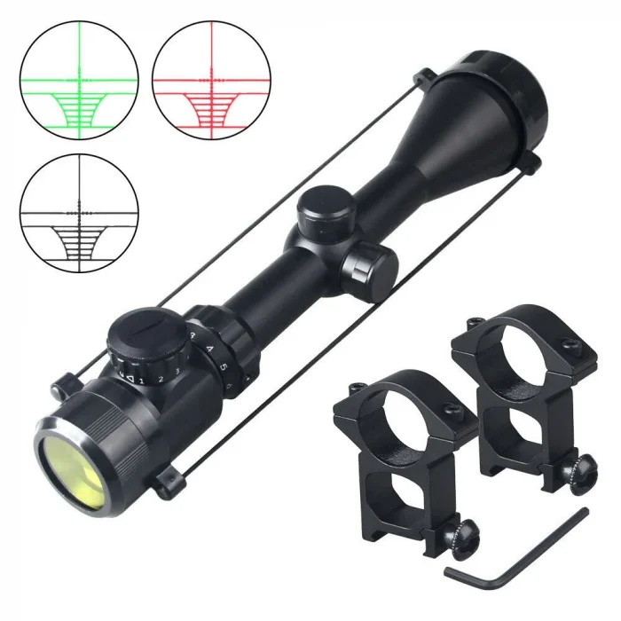 3-9x50 Zoomlu Keskin Nişancı Av ü Kırmızı, Yeşil Işık Çelik Gövde
