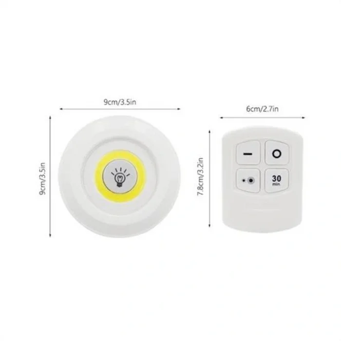 3'lü Uzaktan Kumandalı Pilli Yapışkanlı Kablosuz Led Spot Lambalar (5047)