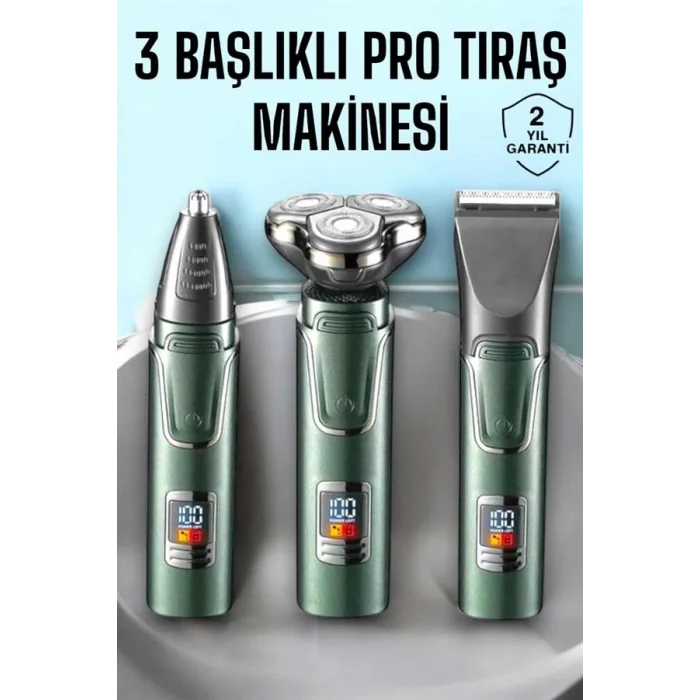 3 Başlıklı Profesyonel Saç ve Sakal Bakım Seti Vücut, Burun ve Kulak Tüy Alma