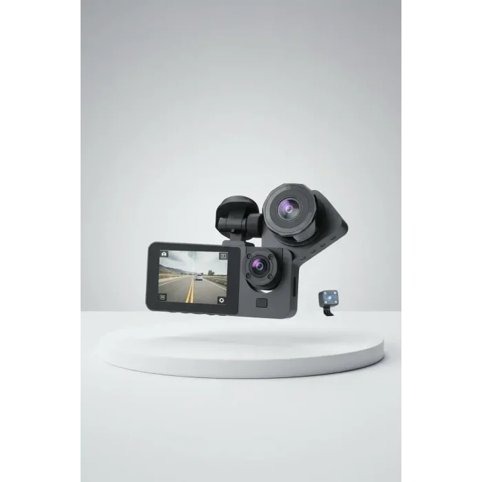 3 Kameralı Araç İçi Kamera Full Hd Ön Arka İç Kayıt Geri Görüş Destekli