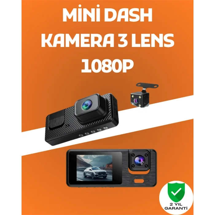 3 Kanallı Araç DVR – Ön + İç + Arka Kamera ile Tam Kapsama, Yüksek Güvenlik