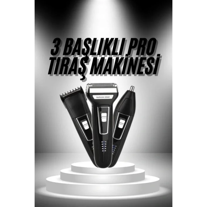 3lü Set Saç Sakal Kesme Traş Makinesi Burun Kılı Alma Tıraş Makinesi