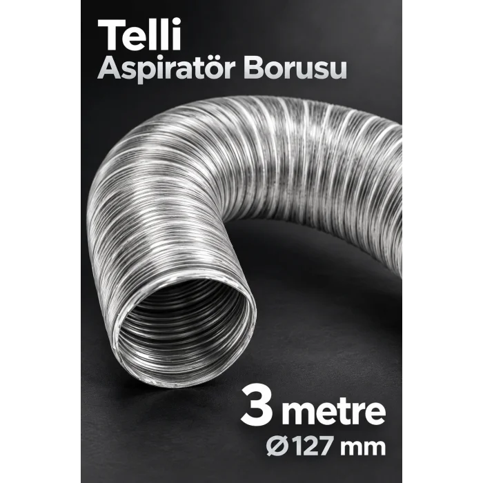 3 Metre Aspiratör Borusu 127 mm Telli Yapı
