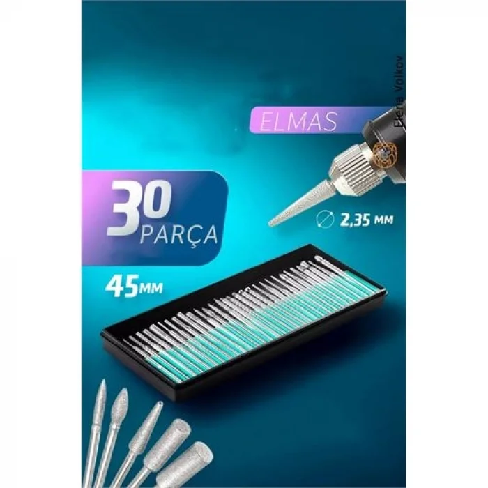 30lu Lüks Freze Uç Takımı Elektrikli Tırnak Törpü Ucu 30lu Uç Takımı