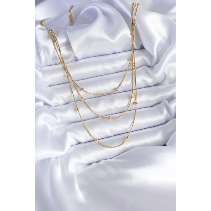 316L Çelik Gold Renk 3lü Minimal Toplu Kadın Kolye