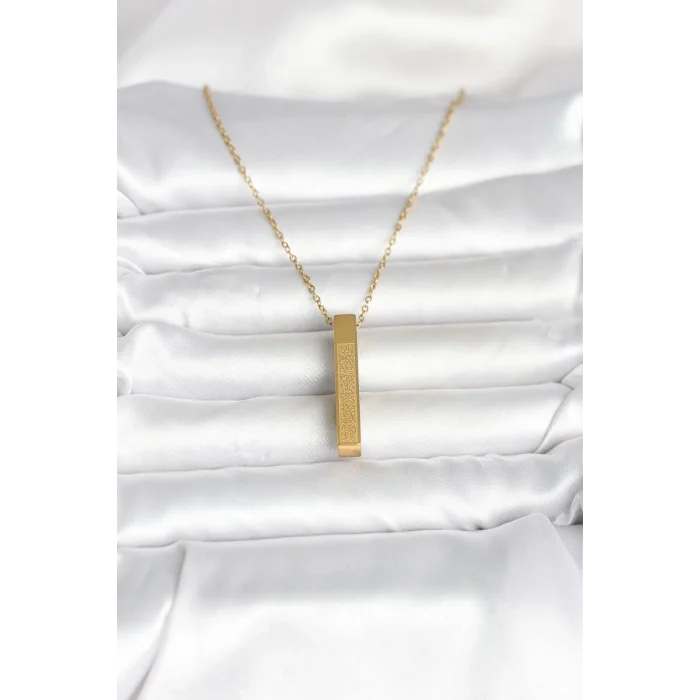 316L Çelik Gold Renk Ayetel Kürsi Yazılı Bar Çubuk Kolye