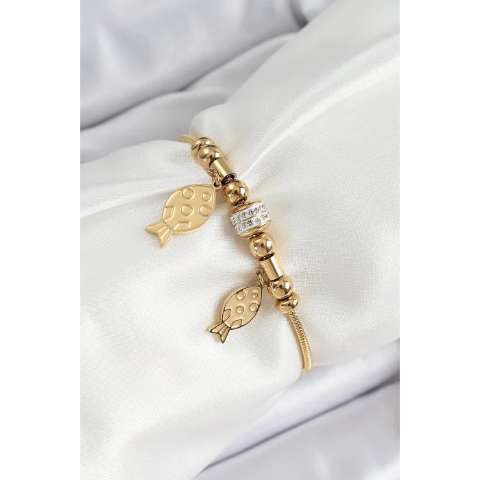 316L Çelik Gold Renk Balık Model Kadın Bileklik