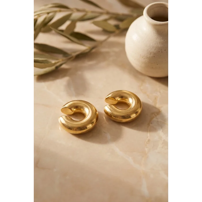 316L Çelik Gold Renk Çiftli Earcuff Küpe