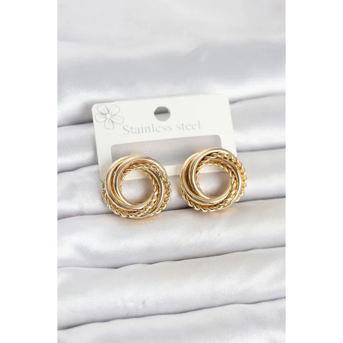 316L Çelik Gold Renk Halka Model Asorti Kadın Küpe