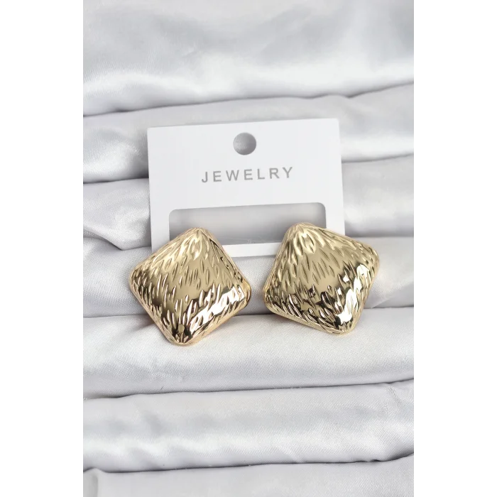 316L Çelik Gold Renk Kare Vintage Kadın Küpe