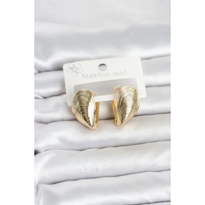 316L Çelik Gold Renk Midye Model Kadın Küpe