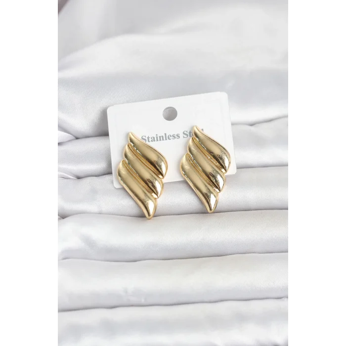 316L Çelik Gold Renk Motif Model Kadın Küpe