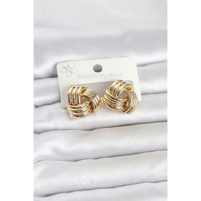 316L Çelik Gold Renk Sarmal Model Kadın Küpe