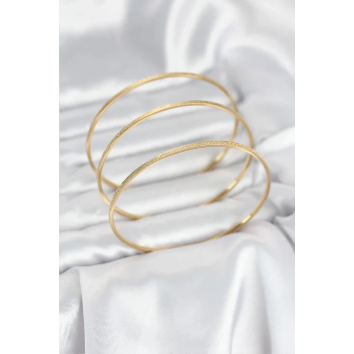 316L Çelik Gold Renk Simli Model Ajda 65 mm Kadın Bileklik