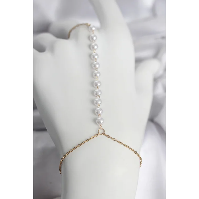 316L Çelik Gold Renk Sıralı İncili Model Kadın Şahmeran