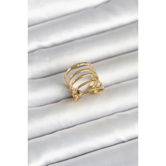 316L Çelik Gold Renk Sıralı Model Kadın Yüzük