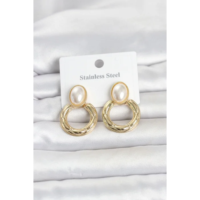 316L Çelik Gold Renk Vintage Model Kadın Küpe