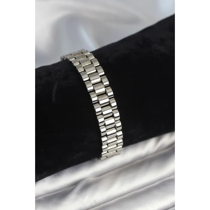 316L Çelik Gümüş Renk 12 mm Kalınlık Erkek Bileklik