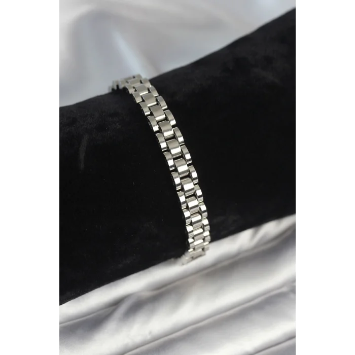 316L Çelik Gümüş Renk 7 mm Kalınlık Erkek Bileklik