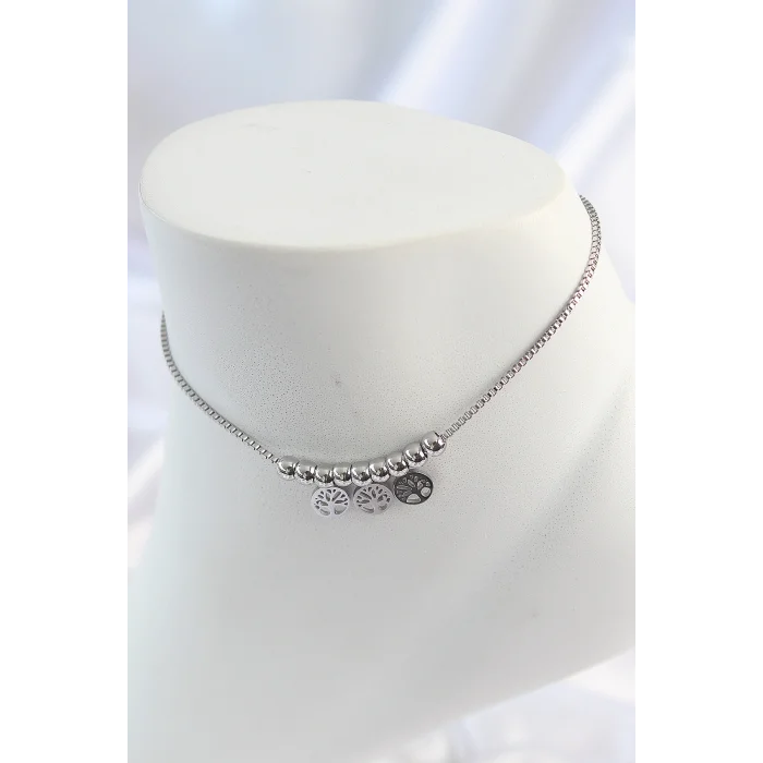 316L Çelik Gümüş Renk Yaşam Ağacı Model Kadın Halhal